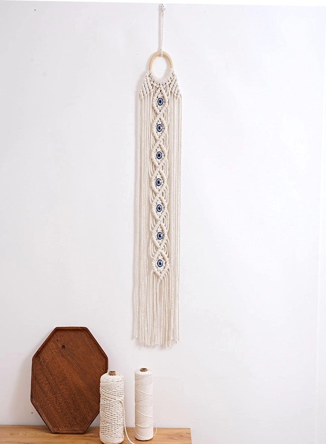 VIRFONOR Boho Macrame Wall Hanging,Handmade Evil Eye Wall Decor Dreamcatchers for Bedroom Home Apartment Ornament Craft Gift (27.56" L x 5.51” W) - Image 3